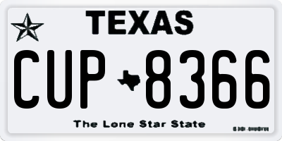 TX license plate CUP8366