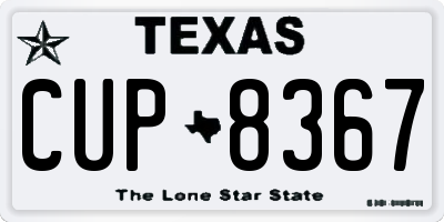 TX license plate CUP8367