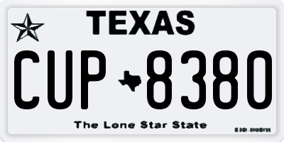TX license plate CUP8380