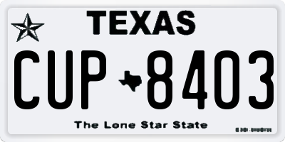TX license plate CUP8403
