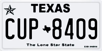 TX license plate CUP8409