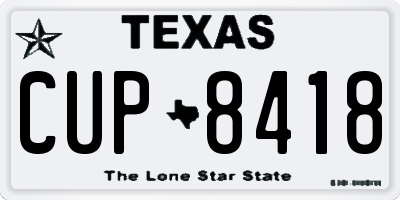 TX license plate CUP8418