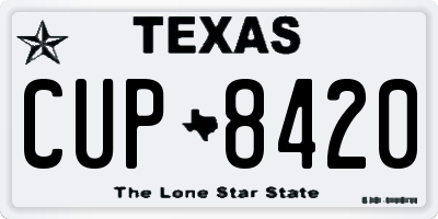 TX license plate CUP8420