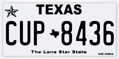 TX license plate CUP8436
