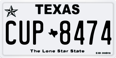 TX license plate CUP8474