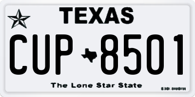 TX license plate CUP8501