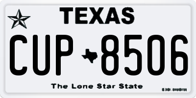 TX license plate CUP8506