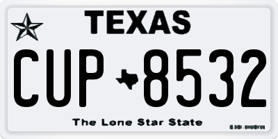 TX license plate CUP8532