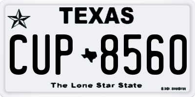 TX license plate CUP8560