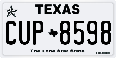 TX license plate CUP8598