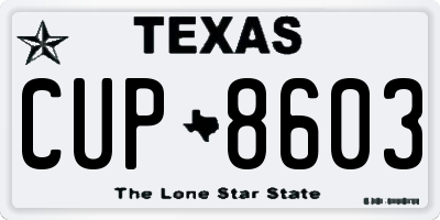 TX license plate CUP8603