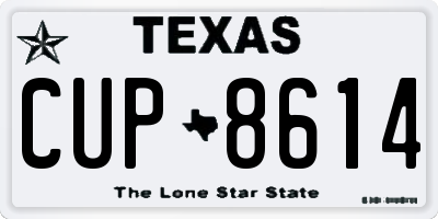 TX license plate CUP8614