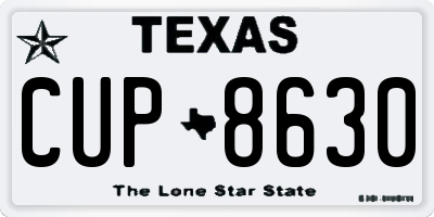 TX license plate CUP8630