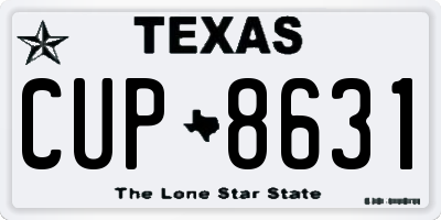 TX license plate CUP8631
