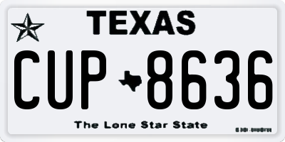 TX license plate CUP8636