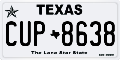 TX license plate CUP8638