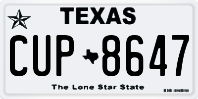 TX license plate CUP8647