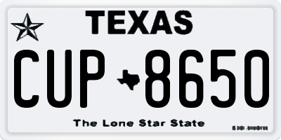 TX license plate CUP8650