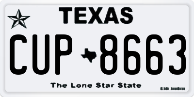 TX license plate CUP8663