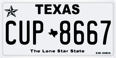 TX license plate CUP8667