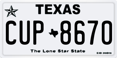 TX license plate CUP8670