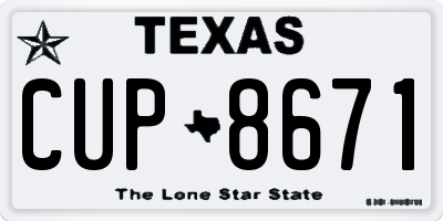 TX license plate CUP8671