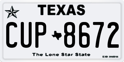 TX license plate CUP8672