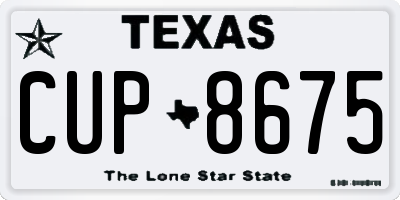 TX license plate CUP8675