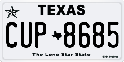 TX license plate CUP8685