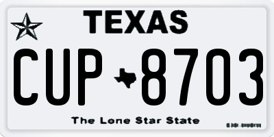 TX license plate CUP8703