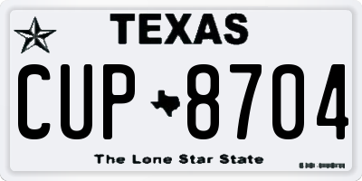 TX license plate CUP8704