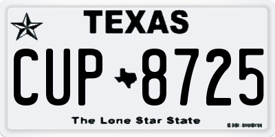 TX license plate CUP8725