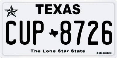 TX license plate CUP8726