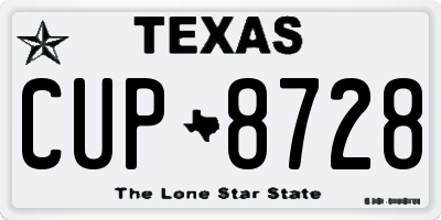 TX license plate CUP8728