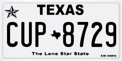 TX license plate CUP8729
