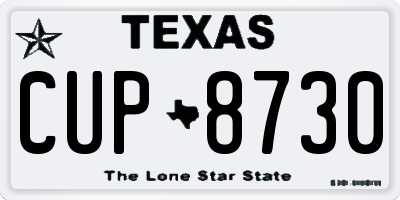 TX license plate CUP8730