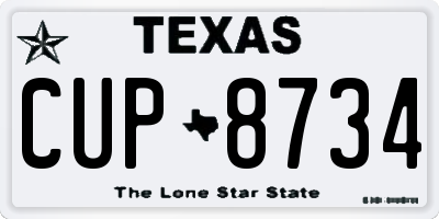 TX license plate CUP8734