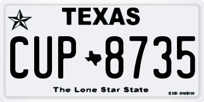 TX license plate CUP8735