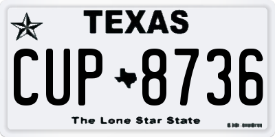TX license plate CUP8736