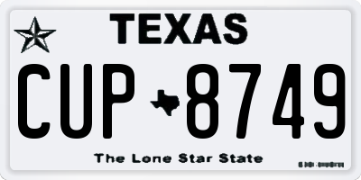 TX license plate CUP8749