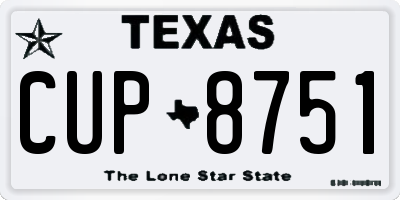 TX license plate CUP8751