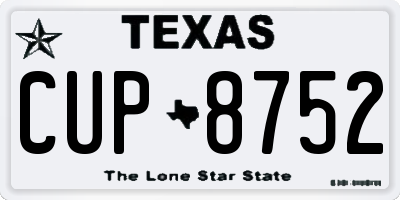 TX license plate CUP8752