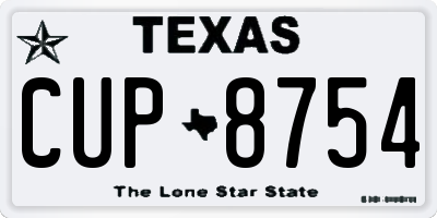 TX license plate CUP8754