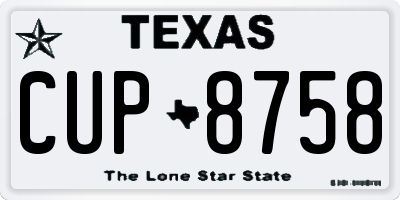 TX license plate CUP8758