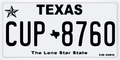 TX license plate CUP8760