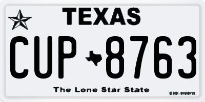 TX license plate CUP8763