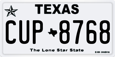 TX license plate CUP8768