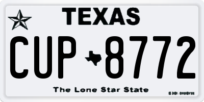 TX license plate CUP8772