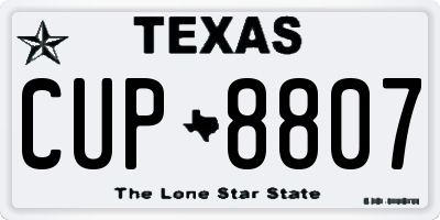 TX license plate CUP8807