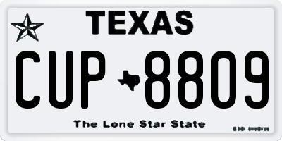 TX license plate CUP8809